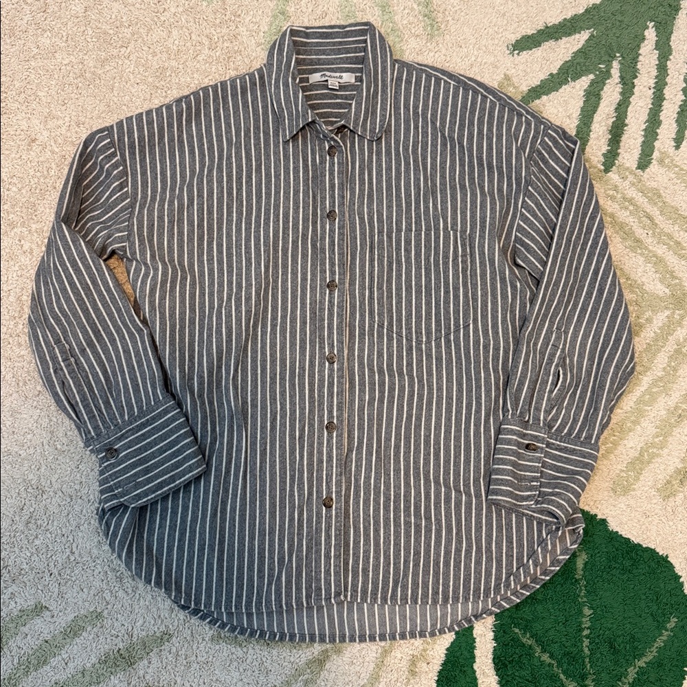 Madewell Charcoal and White Striped Top - Picture 1 of 4